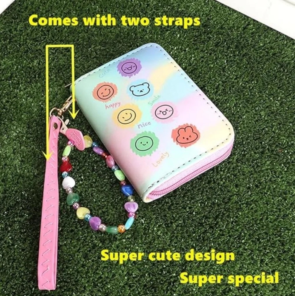 Colorful Kids Wallet with Beaded Strap